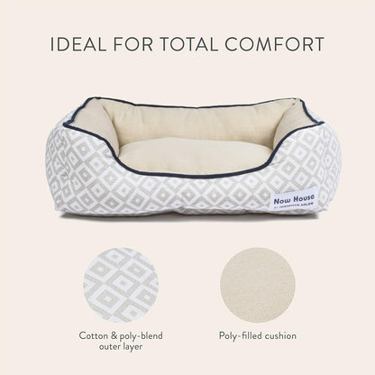 Now House for Pets by Jonathan Adler Grey Diamond Cuddler Dog Bed, Small | Small Dog Bed Washable Dog Bed for Small Dogs by