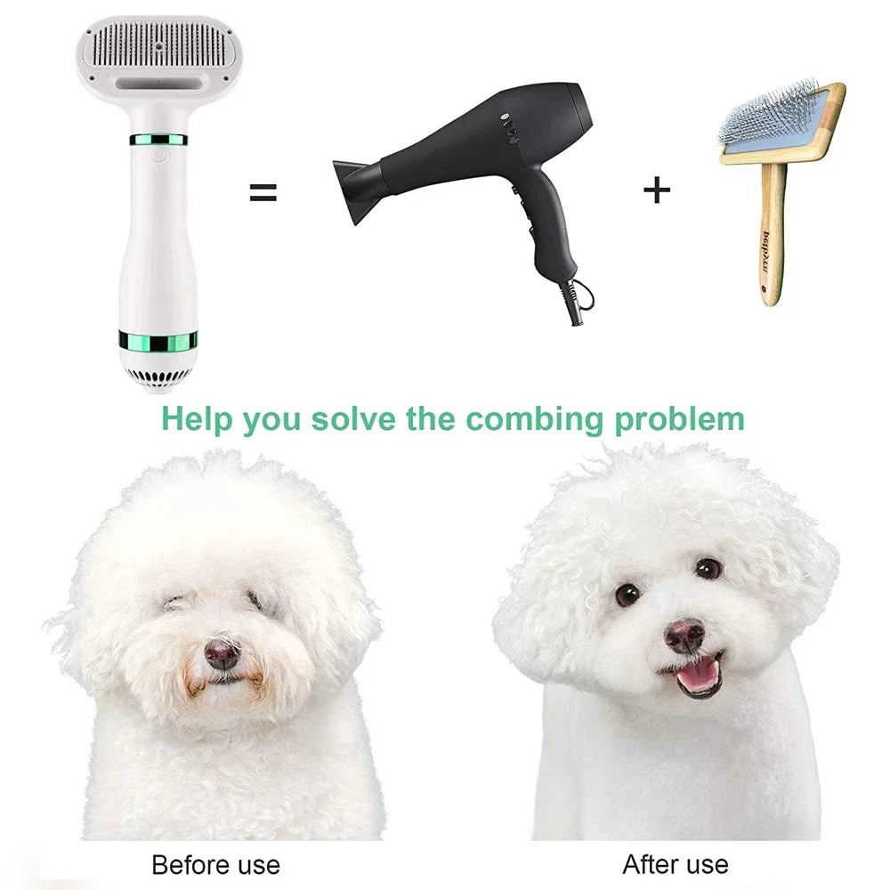 2-In-1 Pet Dog Dryer Quiet Dog Hair Dryers and Comb Brush Grooming Kitten Cat Hair Comb Puppy Fur Blower Low Noise Temprature