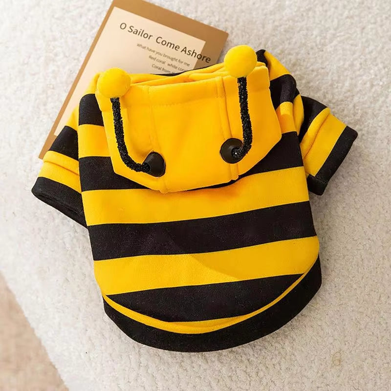 Cat Bee Costume Soft Cat Holiday Cosplay Warm Clothes Pet Bee Halloween Hoodies Halloween Pet Supplies