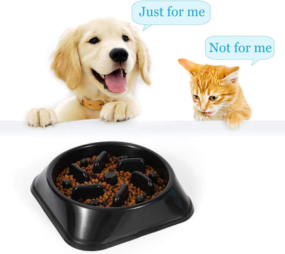 Dog Feeder Slow Eating Pet Bowl Eco-Friendly Durable Non-Toxic Preventing Choking Healthy Design Bowl for Dog Pet(S-M,Black)