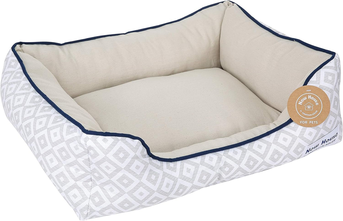 Now House for Pets by Jonathan Adler Grey Diamond Cuddler Dog Bed, Small | Small Dog Bed Washable Dog Bed for Small Dogs by